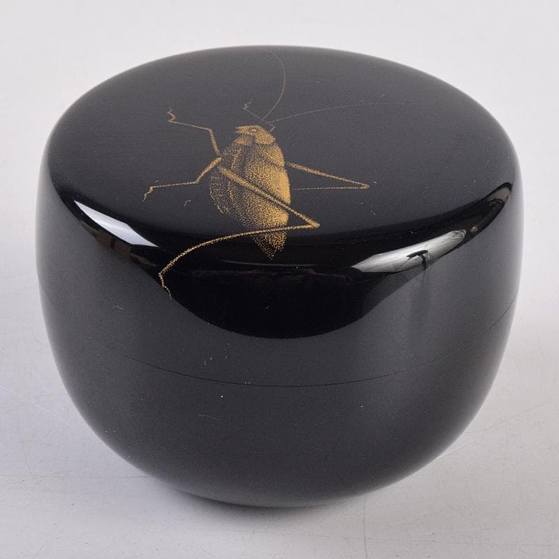 茶道具　輪島塗　文化功労者　三谷吾一作　虫沈金　棗　共布共箱　Y　R8856