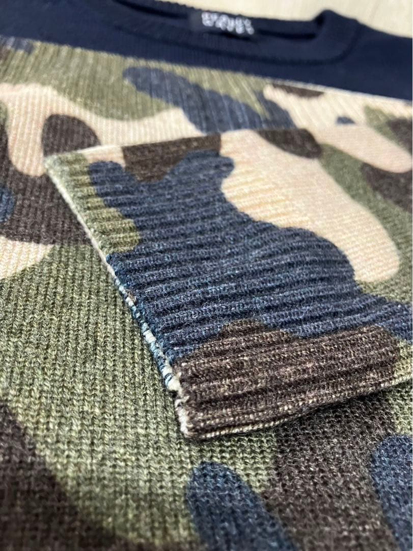 美品 パリーゲイツ メンズ ニット セーター カモフラージュ ネイビー