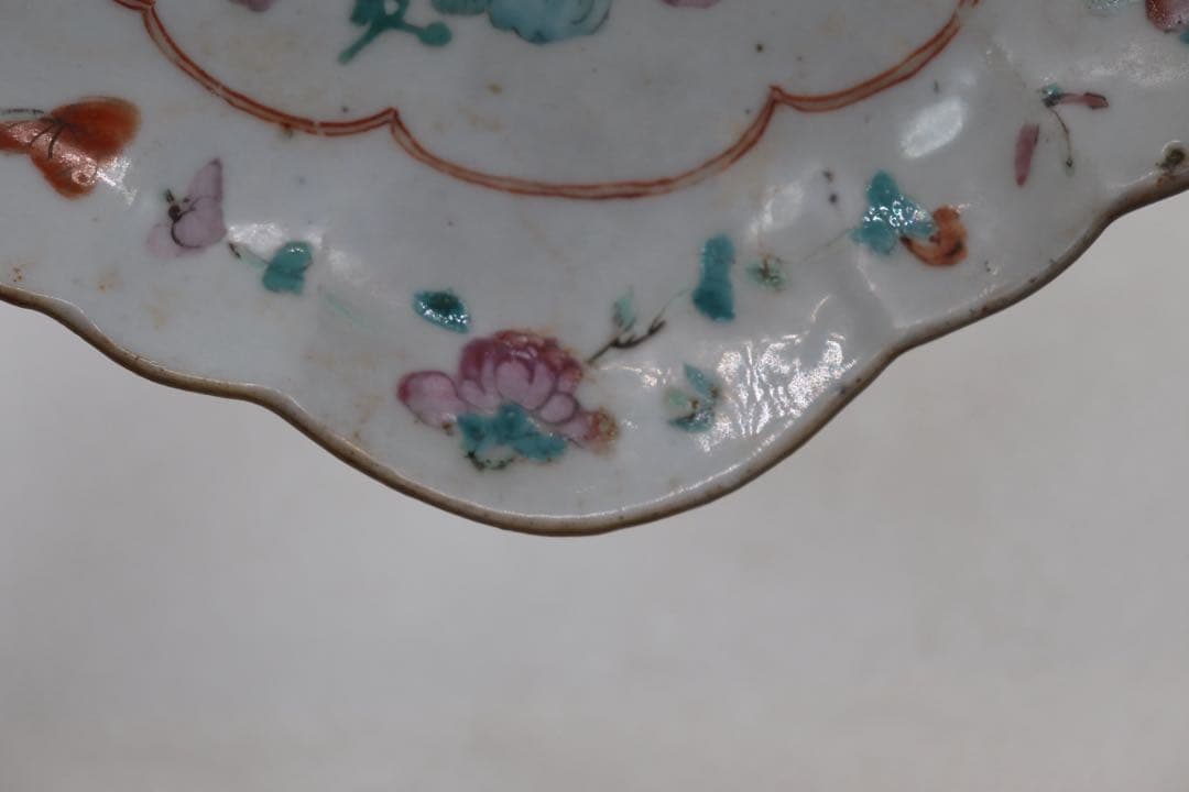 ※中国　清時代　粉彩　人物紋高台楕円皿　送料込み250529