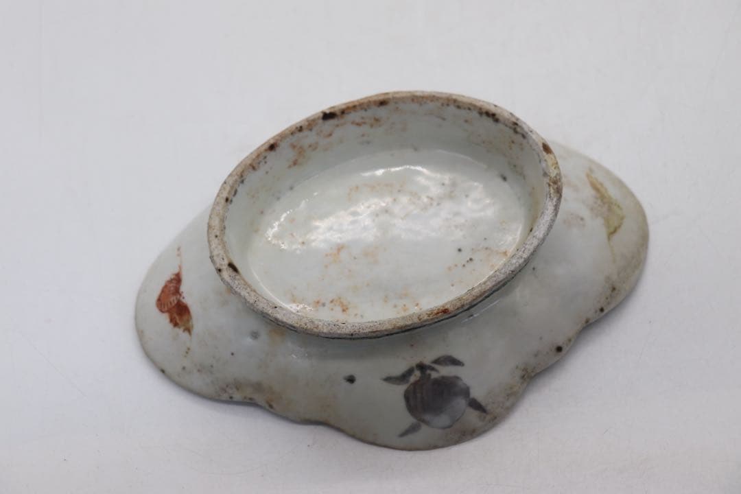 ※中国　清時代　粉彩　人物紋高台楕円皿　送料込み250529