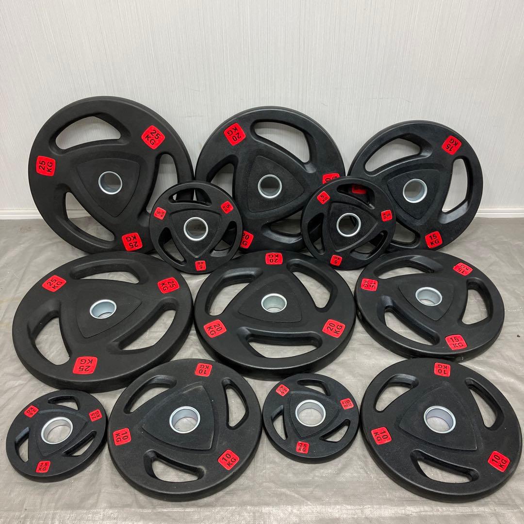 ■155kgセット 12枚 バーベルプレート ラバープレート オリンピックバー用