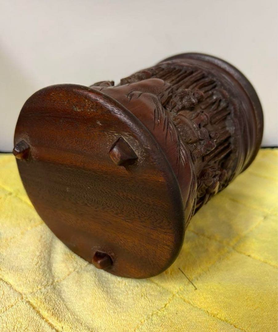 文房具 竹彫筆入 宋時代【竹林七賢希黄】