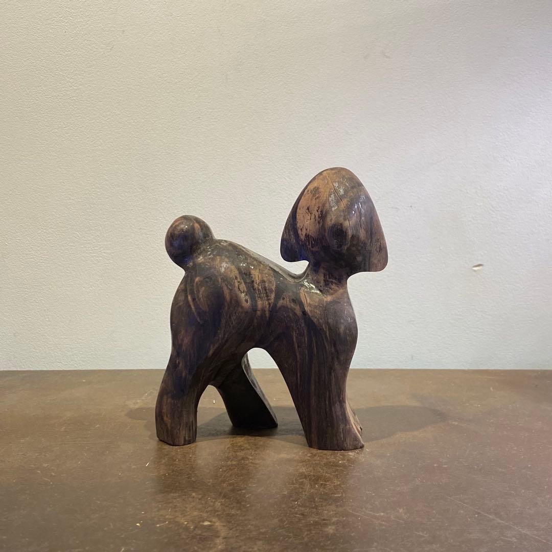 古い犬 木彫り アンティーク オブジェ アートピース