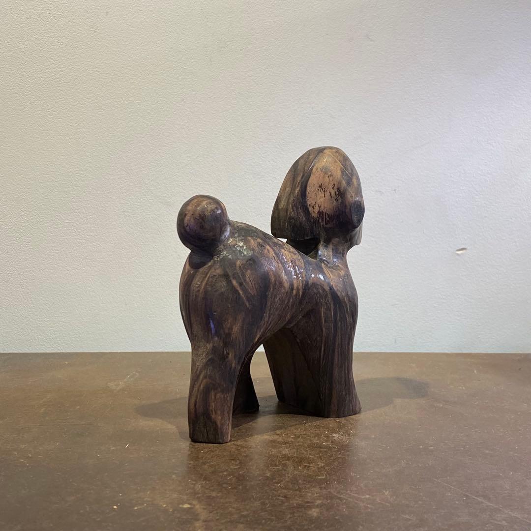 古い犬 木彫り アンティーク オブジェ アートピース