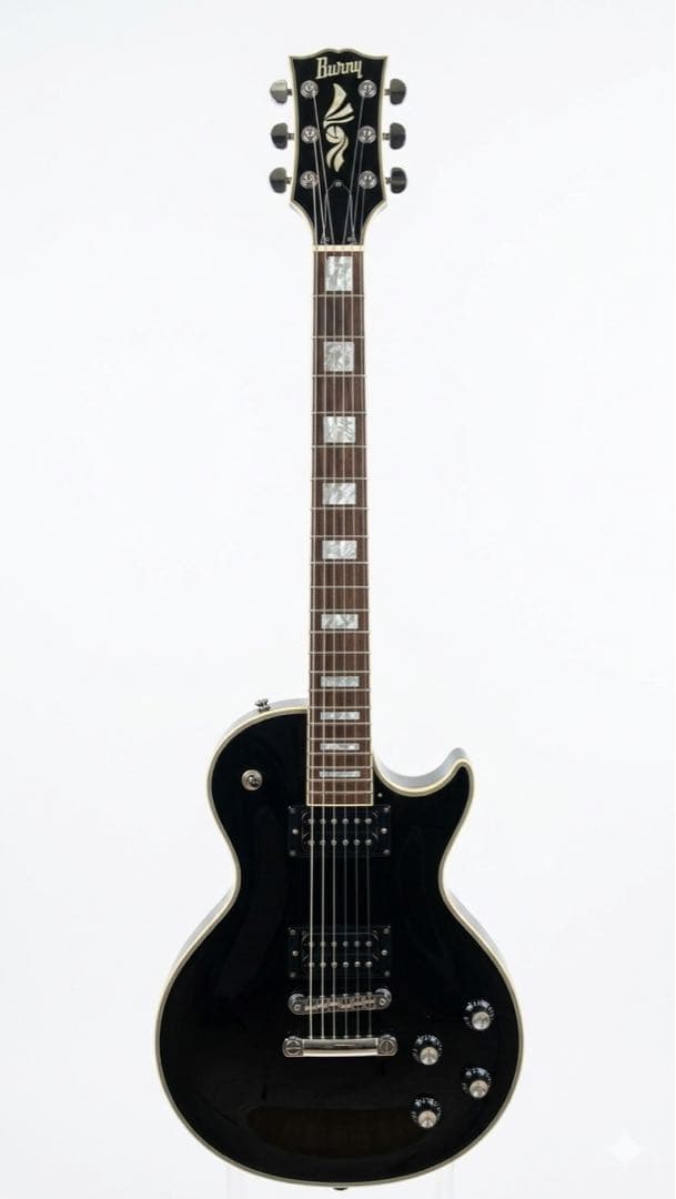 Burny レスポールカスタムタイプ ブラック×シルバー 整備済 メンテ済