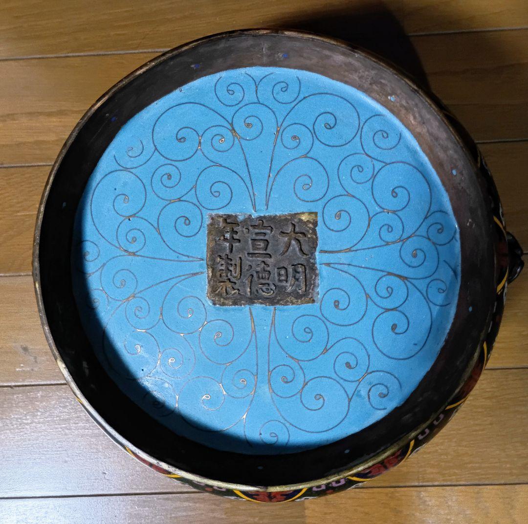 大口缸式器物　七宝焼き　倣古　置物　中国　大きい　工芸品　アンティーク