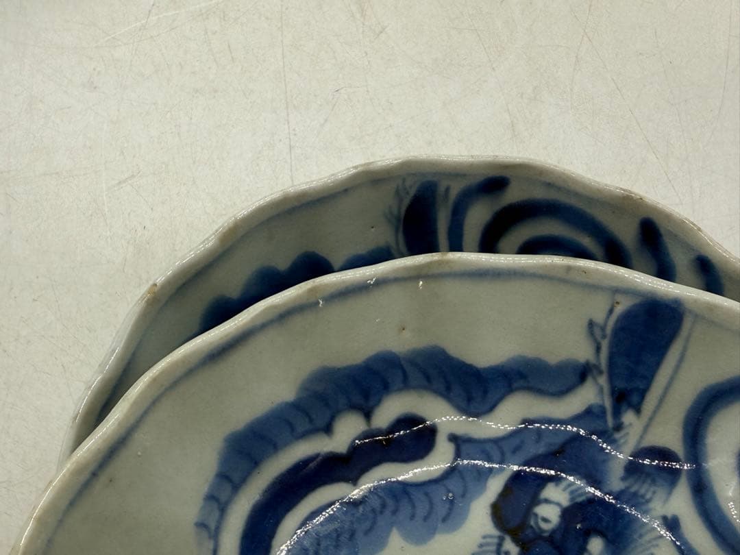 染付　龍紋鱠皿4点　なます　懐石料理　送料込み260123