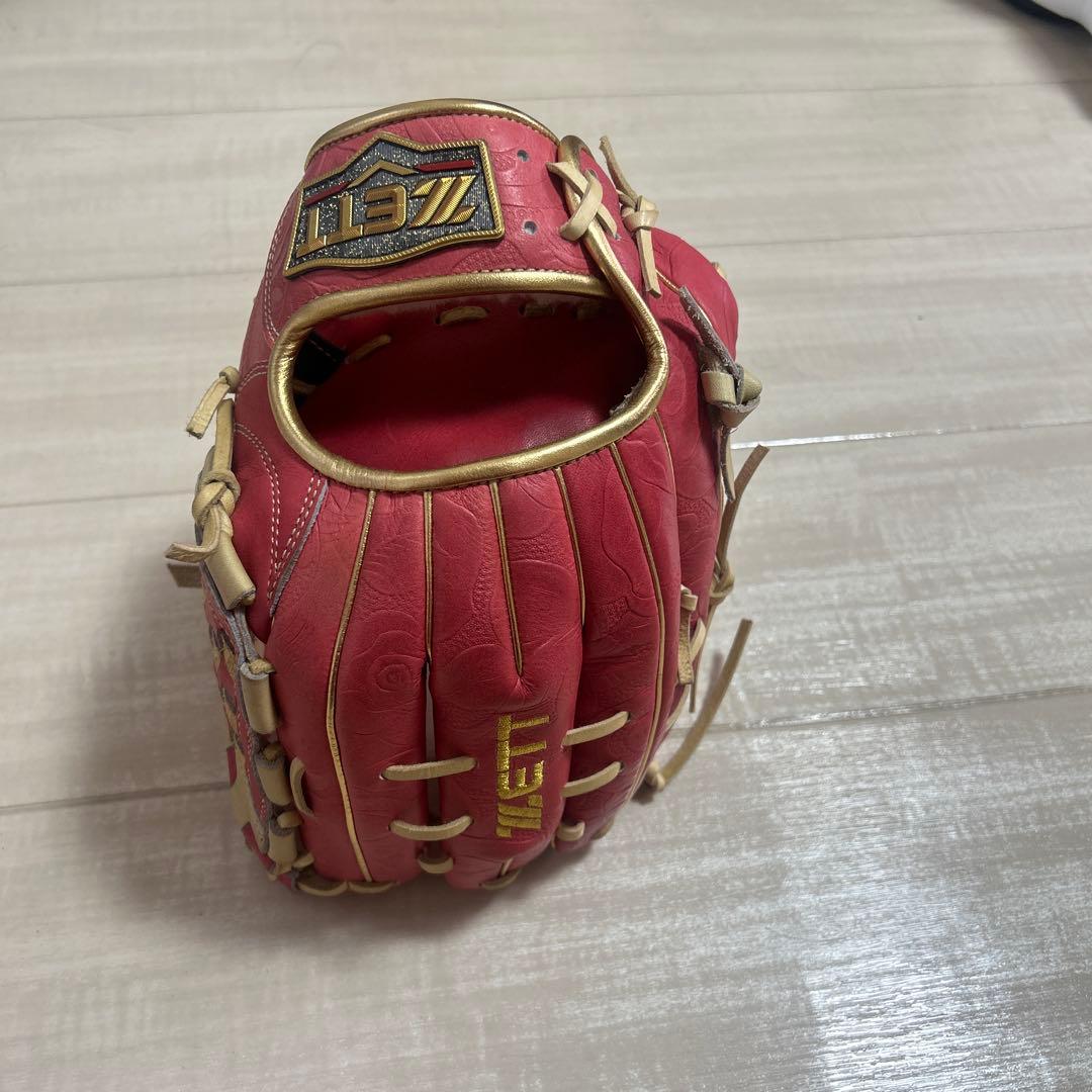 ZETT 野球グローブ レッド ウィーブデザイン