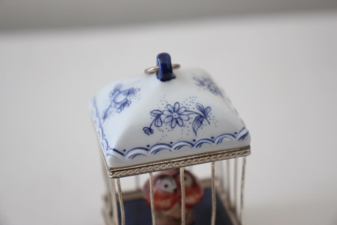 フランス　リモージュボックス　鳥籠　小物入れ　ピルケース