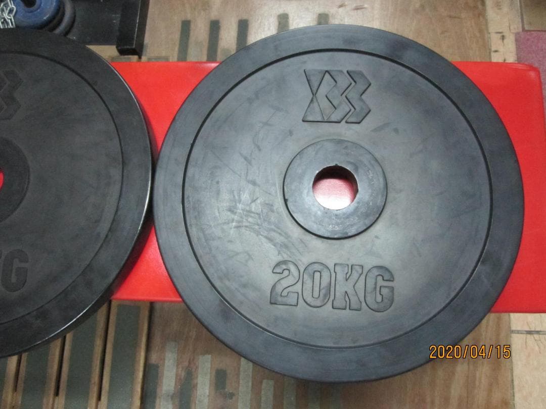 GYM用　ゴムラバープレート　50mm 穴用　40kg set 良