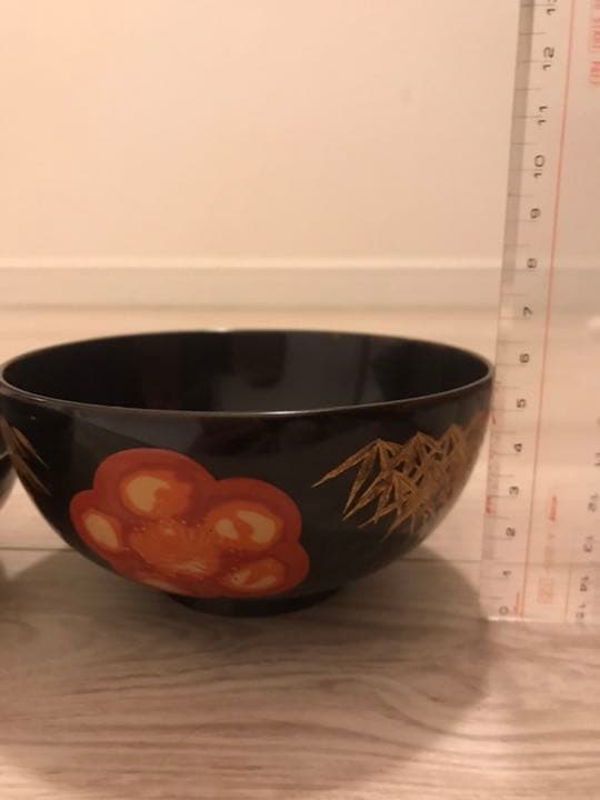 東京日本橋木屋漆器店　骨董品　漆器　縁起物　竹梅　大正〜昭和時代のお碗5客