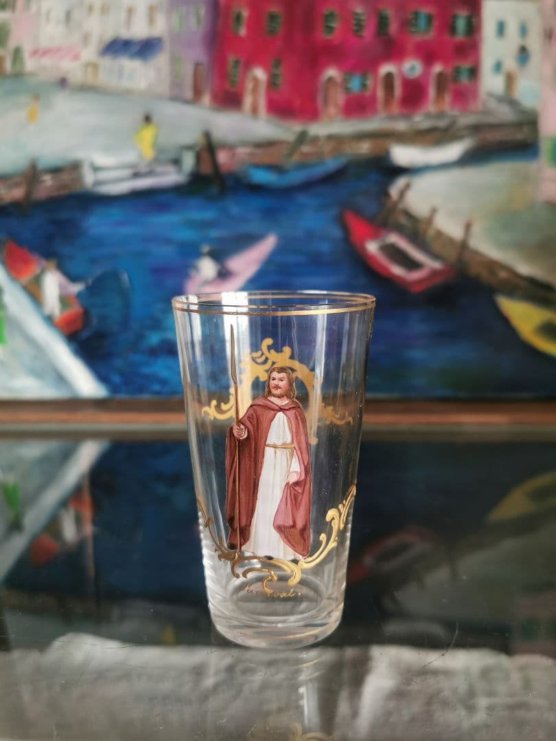 アンティーク ロブマイヤー ウィーン手描エナメル金彩 オペラ歌劇ショットグラス