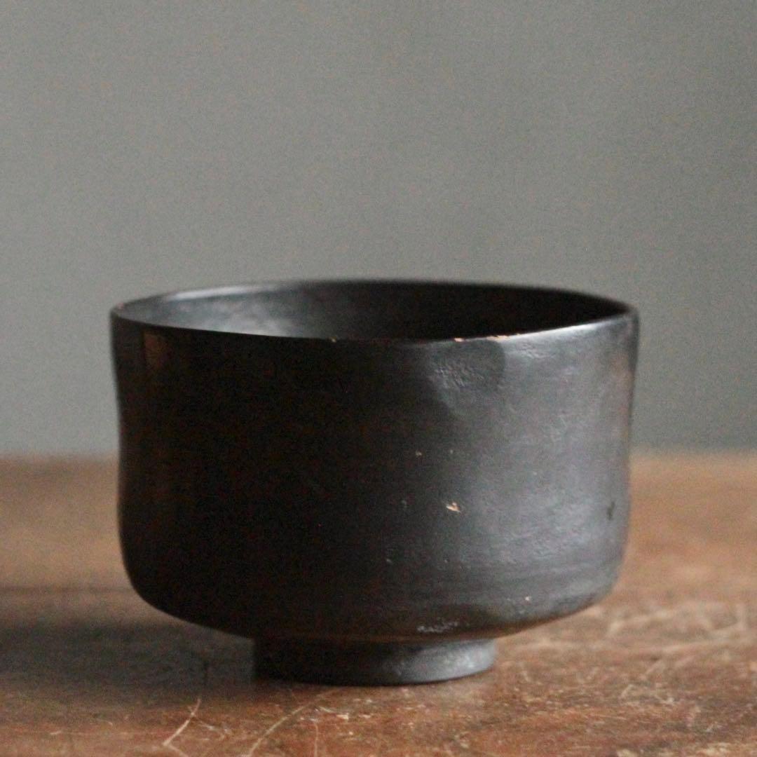木製 黒茶碗 半筒 茶碗 古道具 アンティーク 茶道具