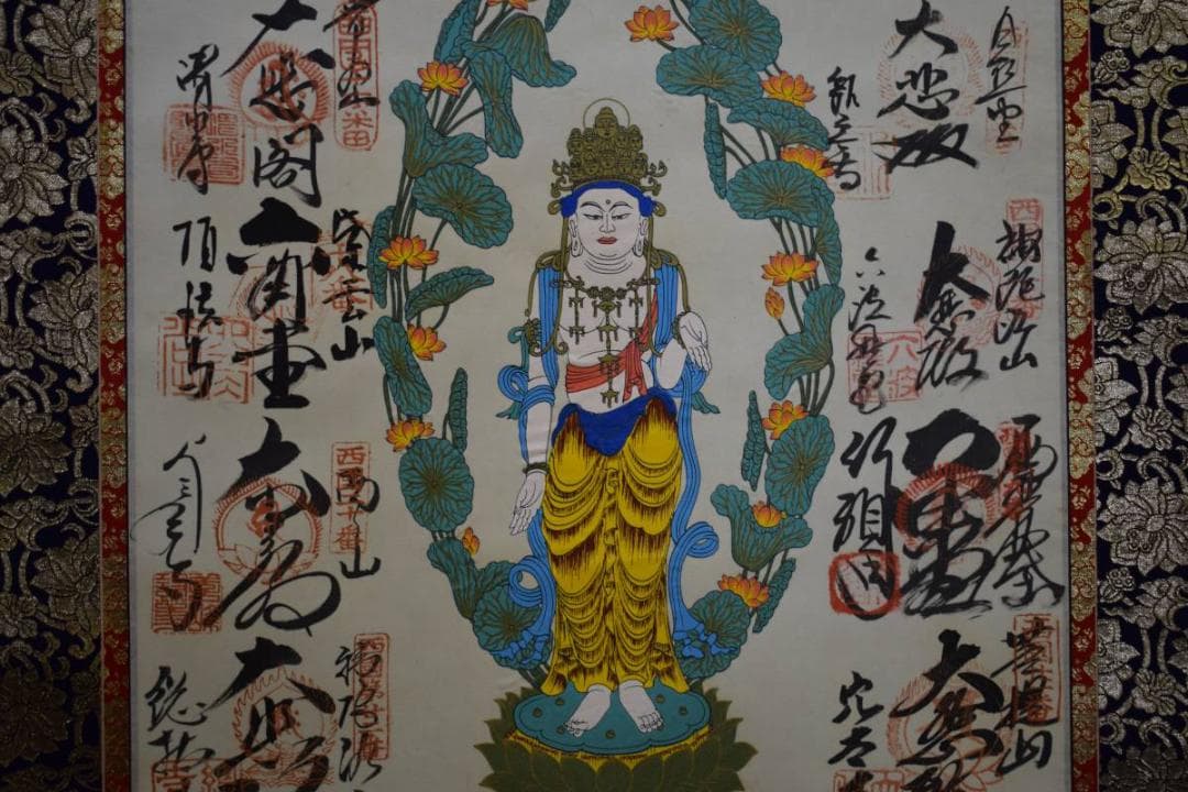 真作/西国三十三所霊場集印肉筆/西国三十三ヶ所/布袋屋掛軸HE-402