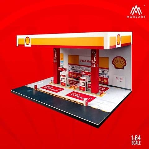 MoreArt 1/64 Shell V-Power ガソリンスタンド ジオラマ