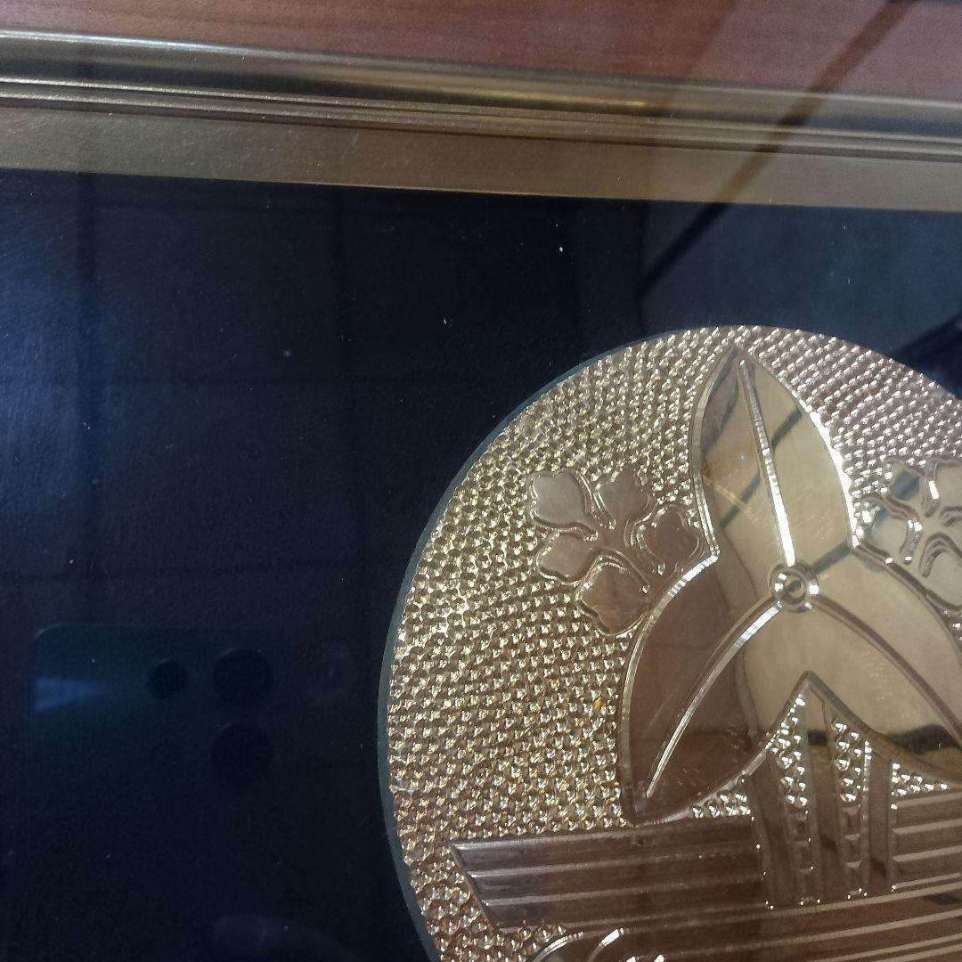 ★スピード発送★送料込★家紋【純金メッキ】純金鍍金　銅　高級木製額縁 　額受金具