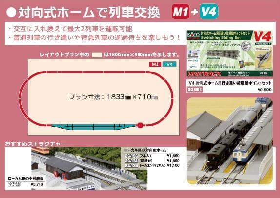 KATO 20-863 V4対向式ホーム用行違い線電動ポイントセット