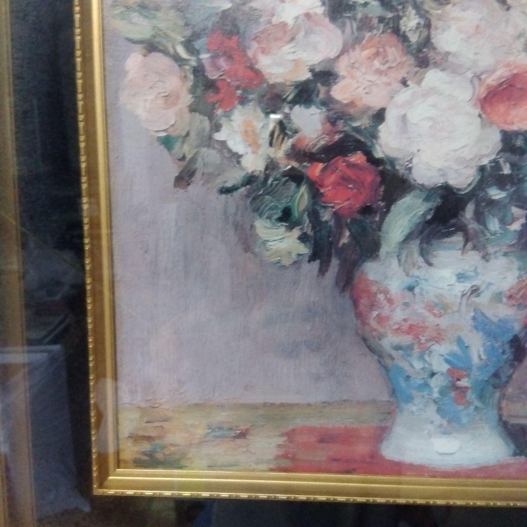 油絵　花　額装