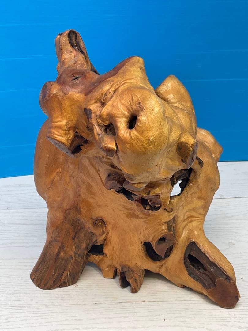 木製彫刻 自然な形状のオブジェ 約30cm