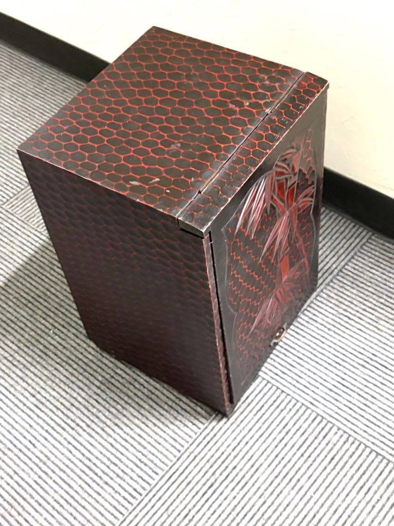 半額　銀座松屋　骨董　鎌倉彫　鏡台仕掛けの飾り棚　小箪笥アンティーク