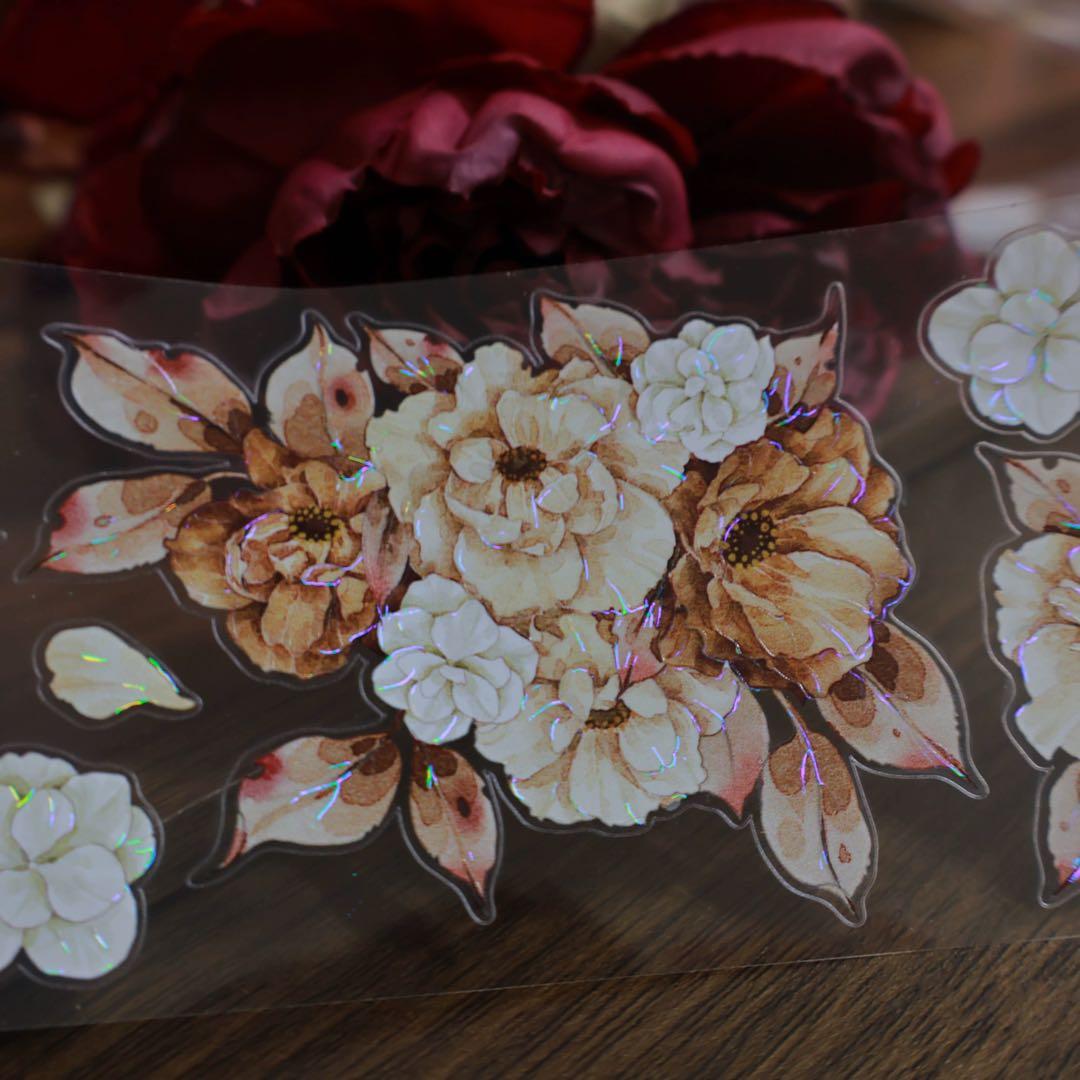 繁花文创《霜红棕染》海外マスキングテープ　マステ 【2664】