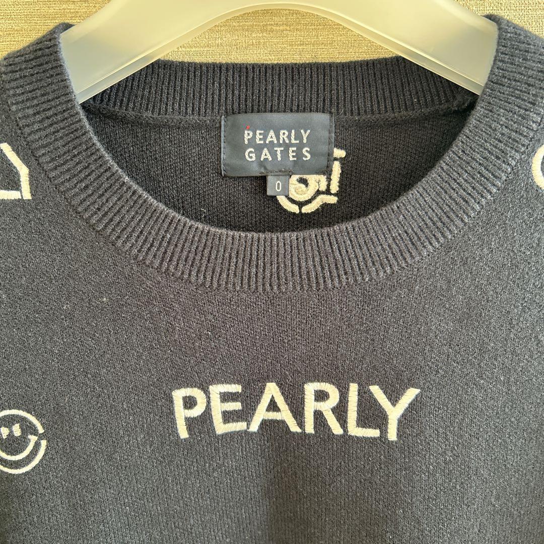 美品✨PEARLY GATES ネイビー ロゴセーター 総柄 ブラック サイズ0