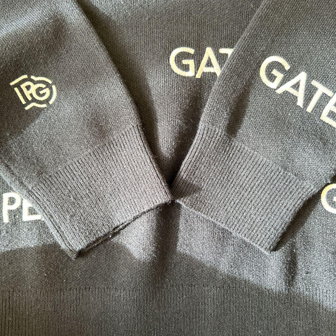 美品✨PEARLY GATES ネイビー ロゴセーター 総柄 ブラック サイズ0