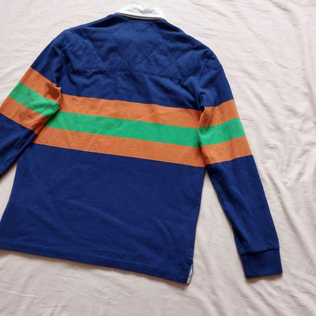 ポロラルフローレン　ラガーシャツ　刺繍ロゴ　ブルー　現行タグ　Mサイズ