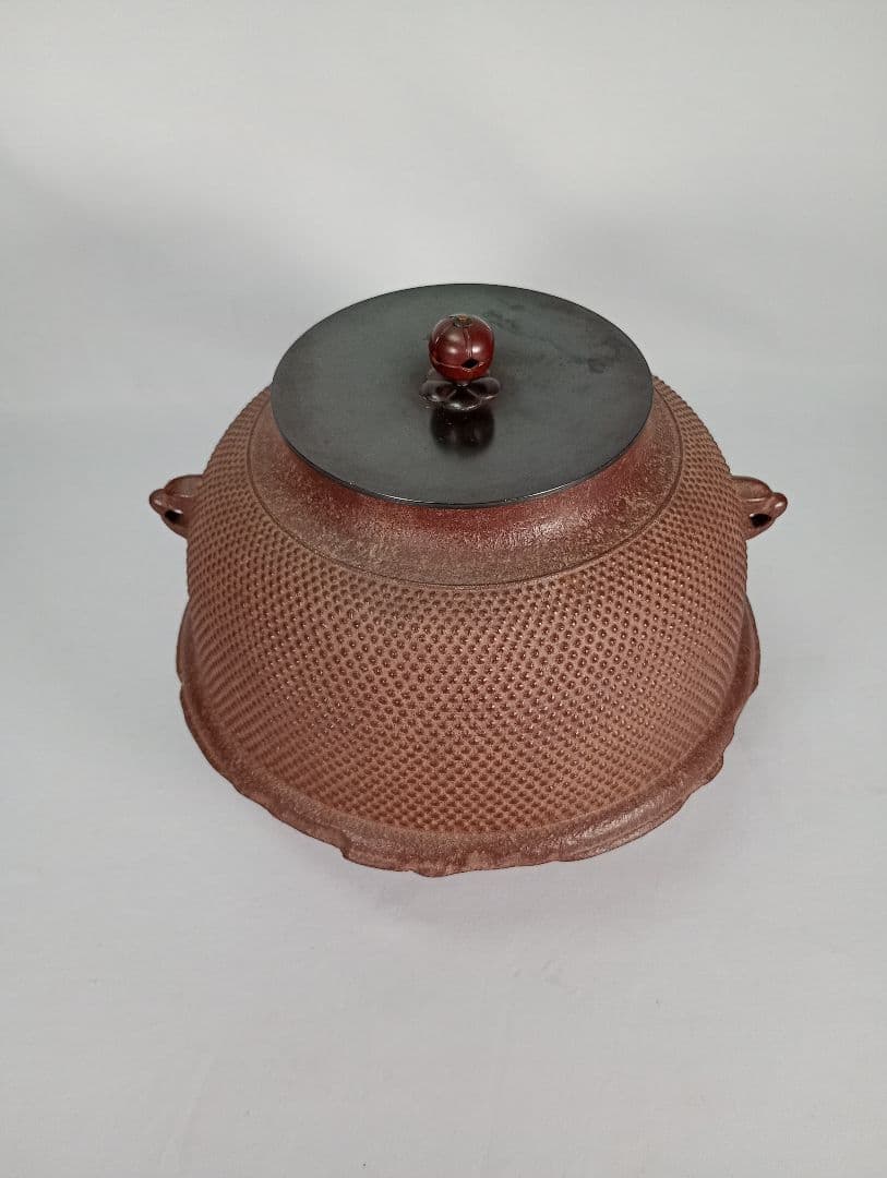 【茶道具】散霰地紋真形釜羽釜　伝統工芸士釜師佐藤浄清造　釜365