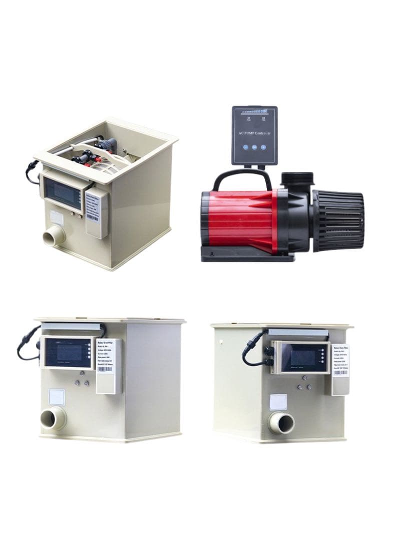 水中ポンプ付き 強制濾過器　ロータリードラムフィルター