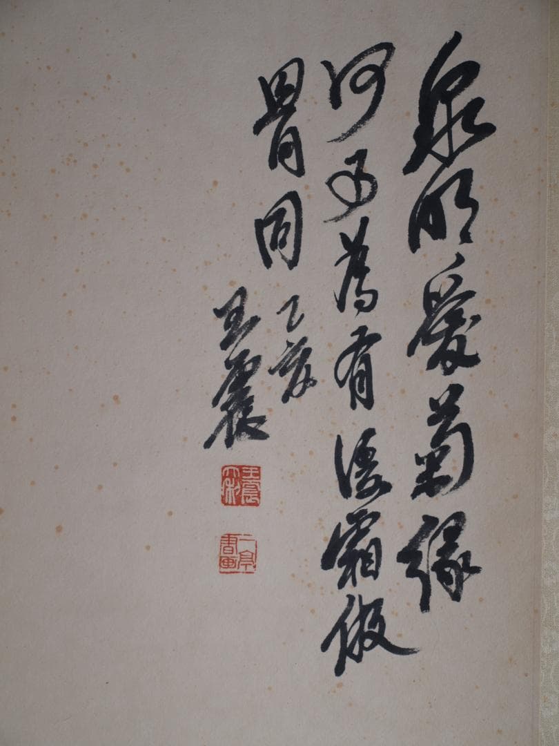 民間古美術 　王震作　掛軸 肉筆保證 掛け軸　捲り DE540A6-1