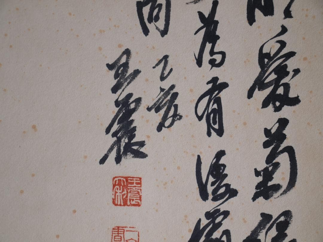 民間古美術 　王震作　掛軸 肉筆保證 掛け軸　捲り DE540A6-1