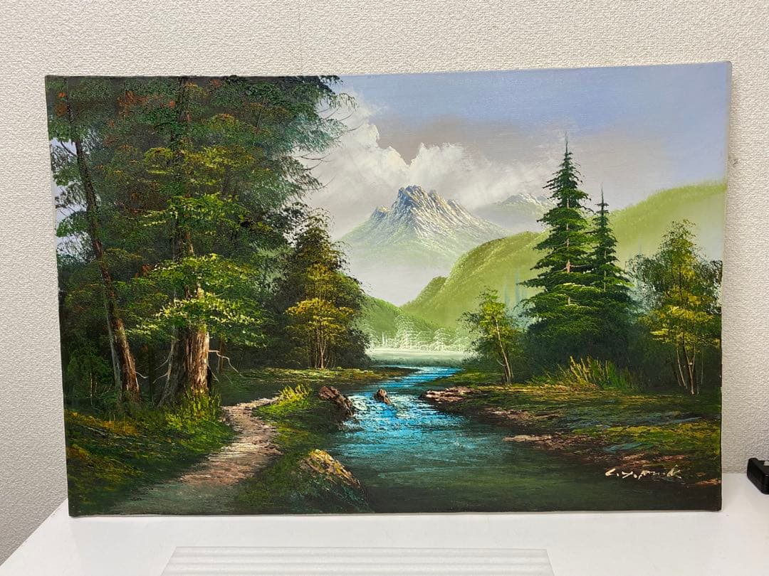 3-3302 風景画 油絵 絵画 油彩画 肉筆 美術 アンティーク　額縁無　油彩