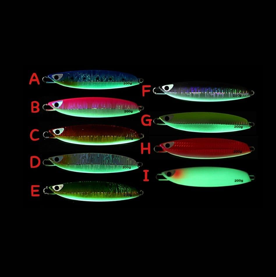 ７本セット 200g メタルジグ クイックゼロワン タイプ グロー 夜光 伊勢湾