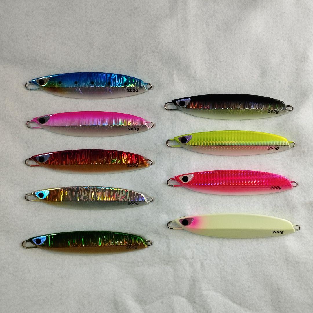 ７本セット 200g メタルジグ クイックゼロワン タイプ グロー 夜光 伊勢湾