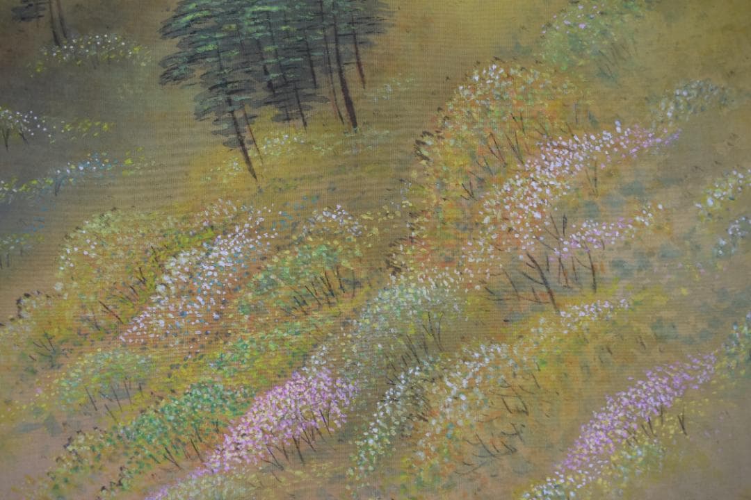 【真作】明藤竹汀/嵐峡図/山水図/春景嵐峡図/掛軸☆宝船☆Y-649　JM