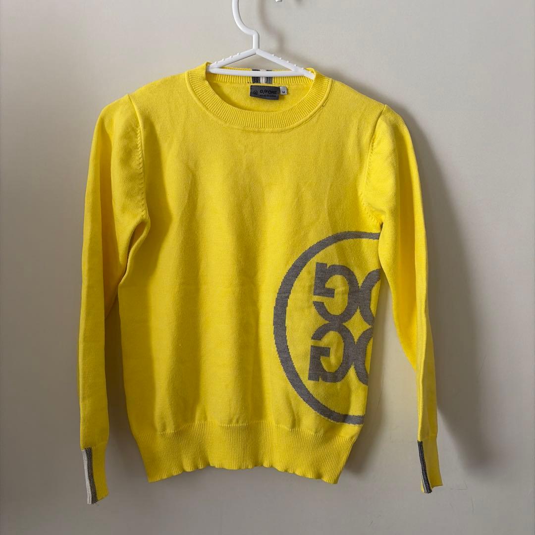 G/FORE クルーネックニットセーター 黄色 ロゴ入り