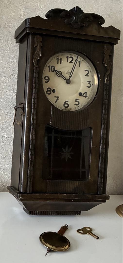 昭和レトロ　ヴィンテージ　振り子時計　 木製柱壁掛け時計