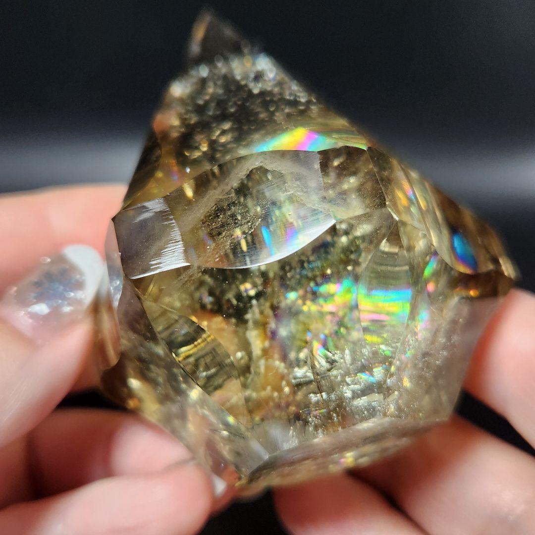 レア！【新品】天然ゼウスクオーツ ダイヤモンド置物 ★スモーキーシトリン★手彫り