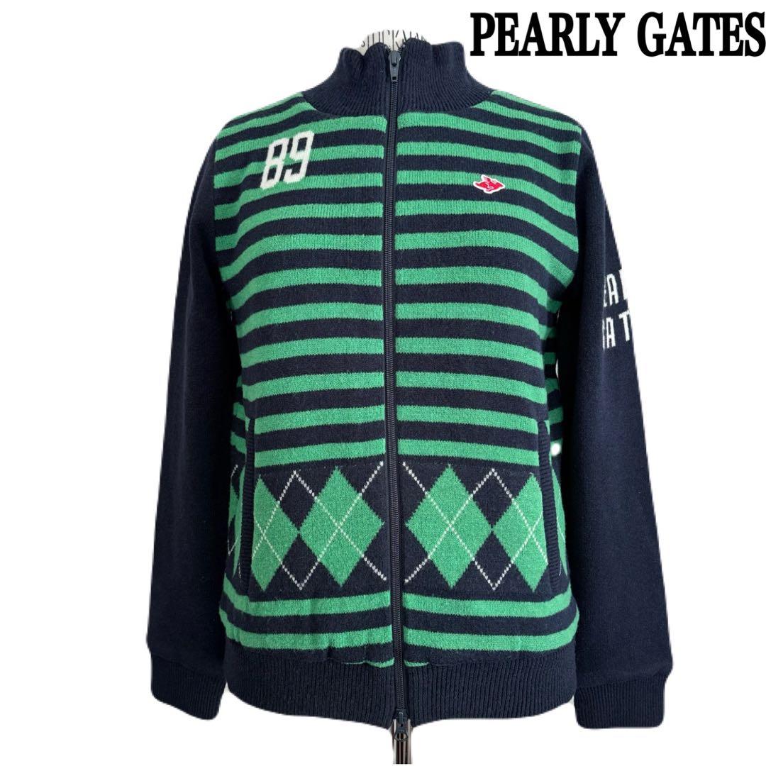 美品 PEARLY GATES パーリーゲイツ 防風防寒 フルジップ ニット