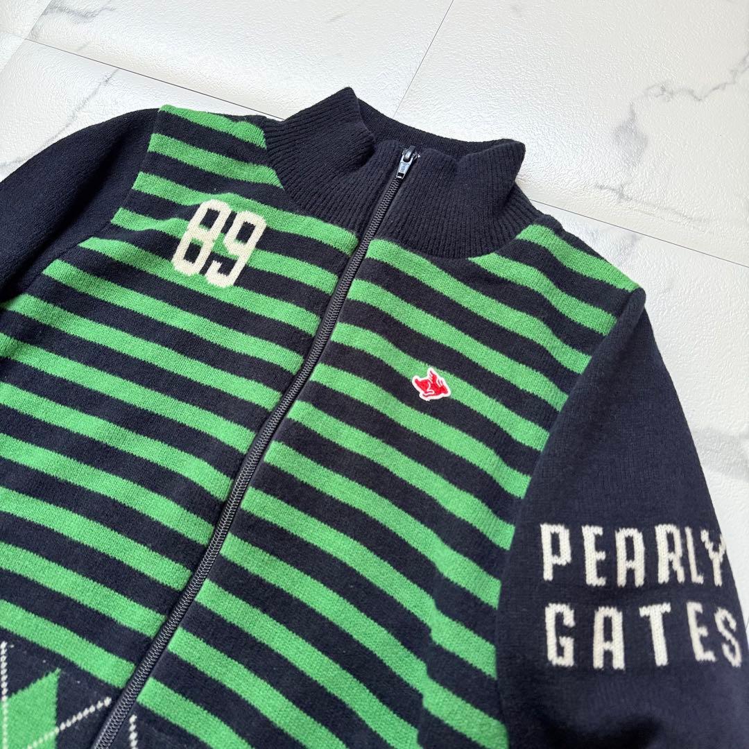 美品 PEARLY GATES パーリーゲイツ 防風防寒 フルジップ ニット