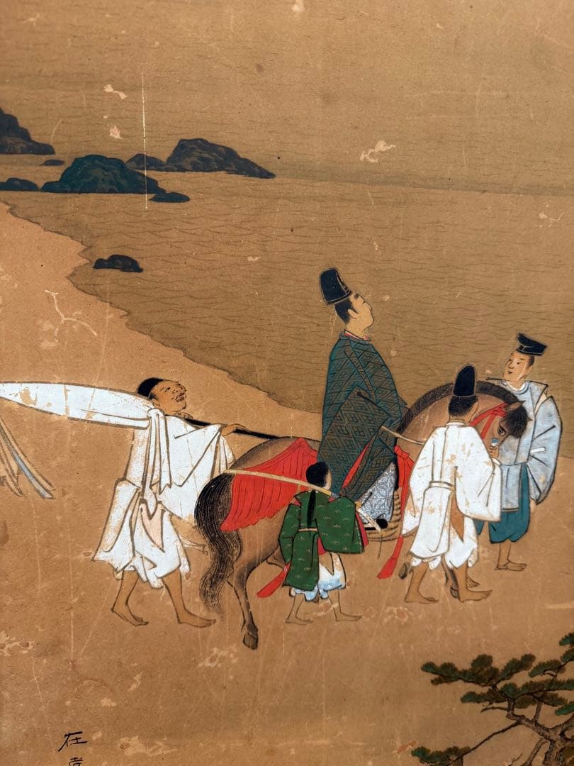 伝統的な日本屏風 大型 金屏風 二曲屏風 アンティーク