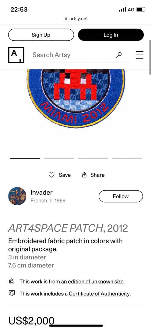 Invader Art 4 Space Patch インベーダー