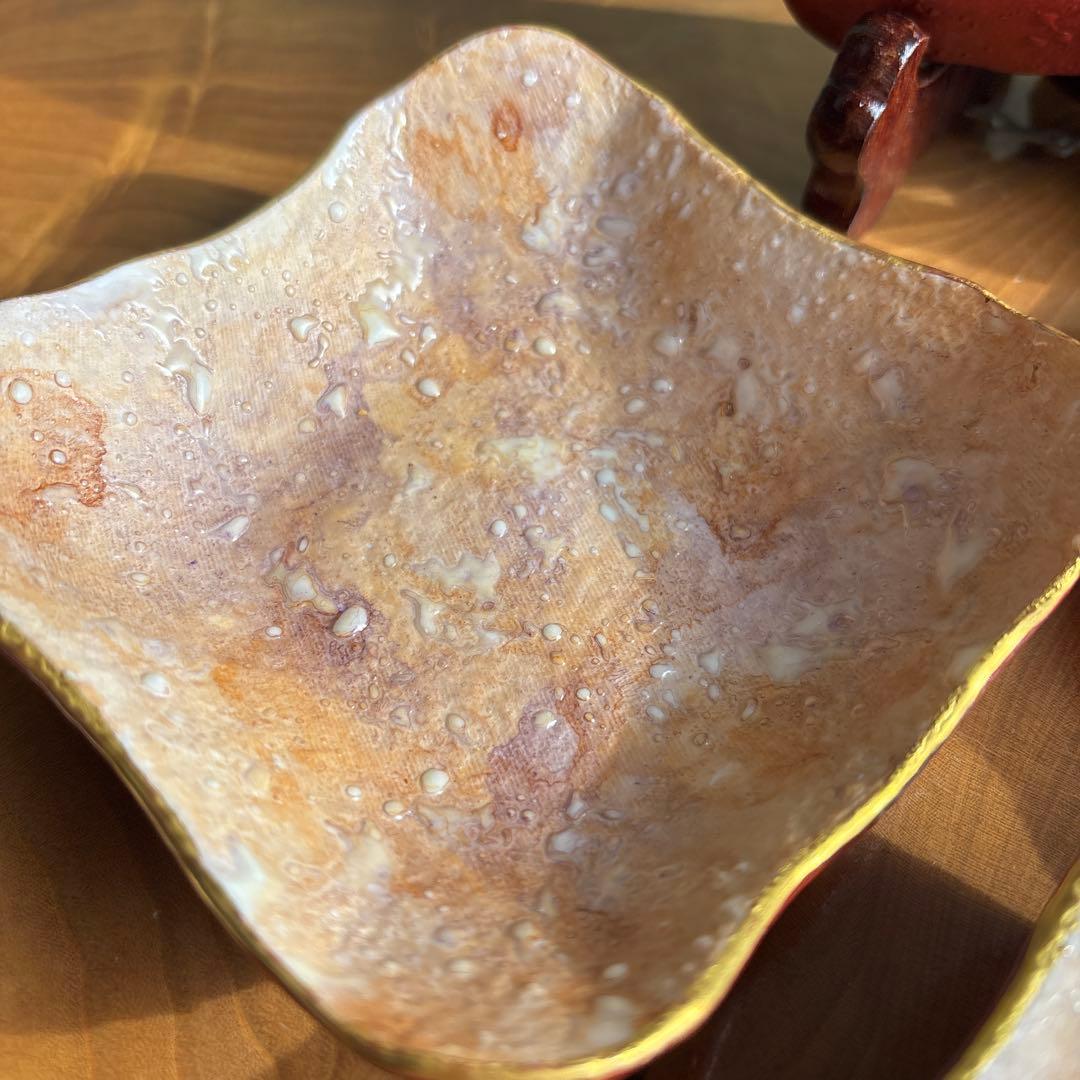 九谷焼 錦山窯 吉田幸央 彩色金彩 銘々皿 5枚組 幅10.5cm