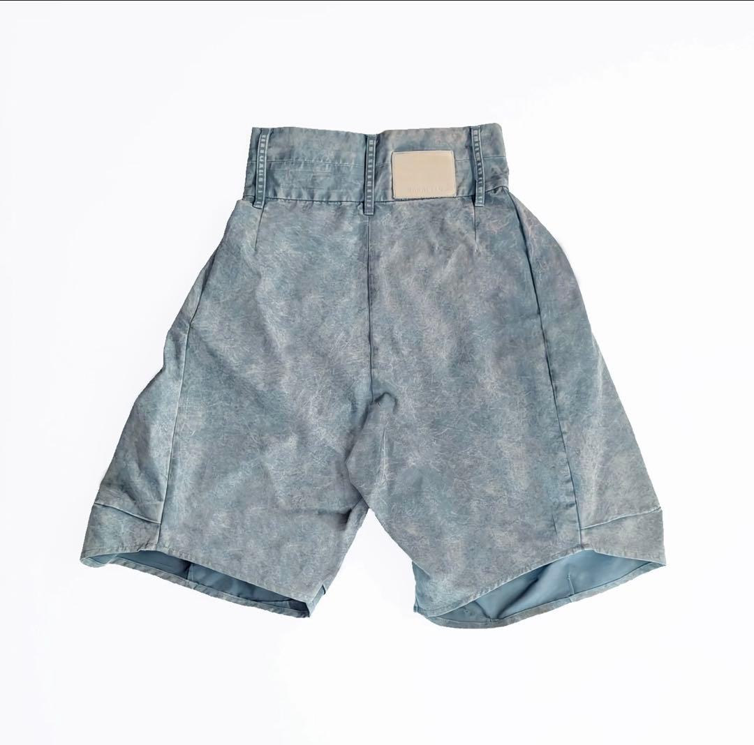 harapeco Washed-DEFORMED HALF PANTS-ブルー