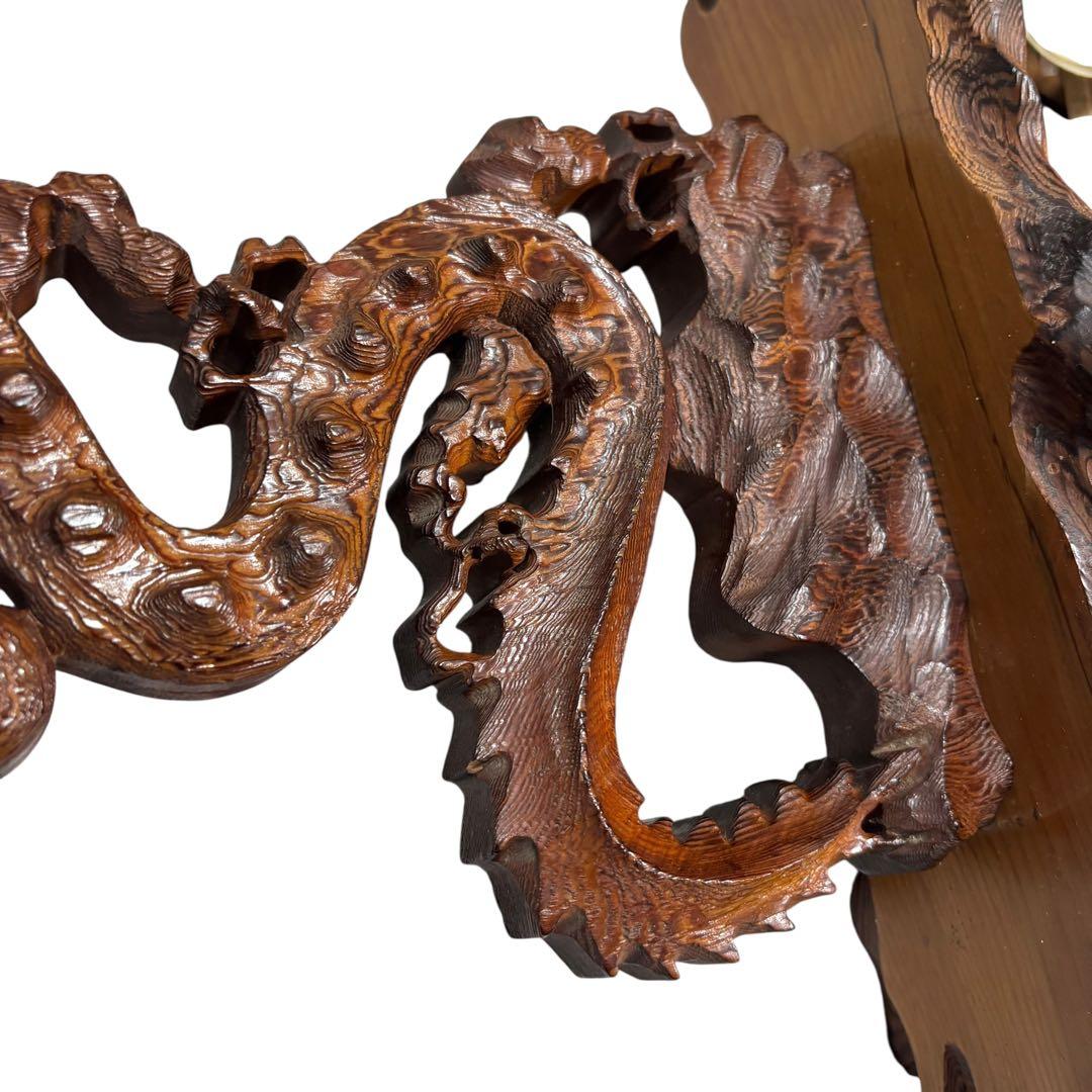 昇龍　木彫　龍　竜　縁起物　置物　インテリア　ドラゴン　木製　オブジェ