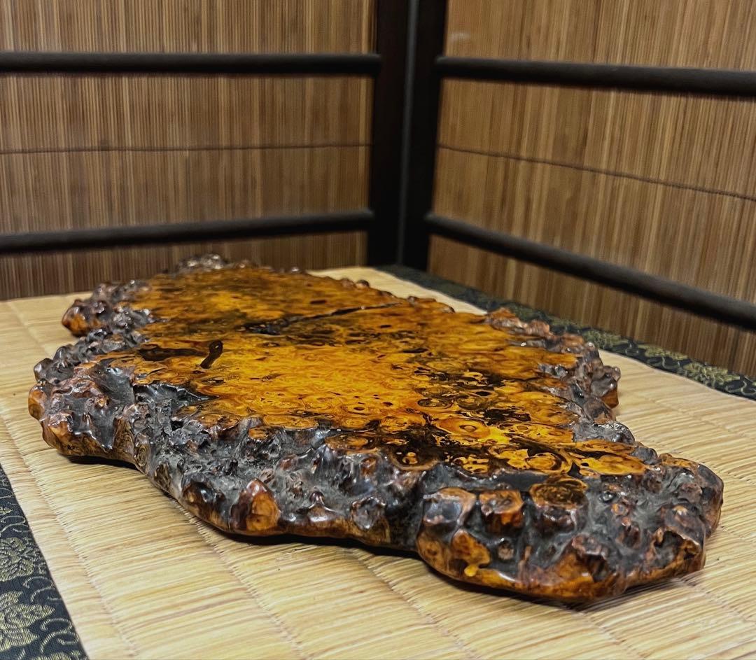 天然時代古木 花梨 美玉杢 瘤 花台 香台 盆栽台 平台 約44㎝