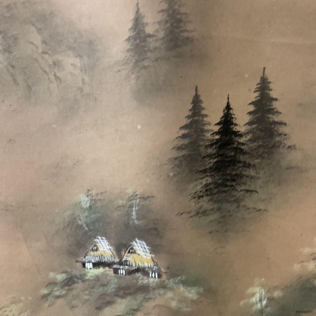 紙本 彩色画風景図 作者不詳 落款印譜在 桐箱