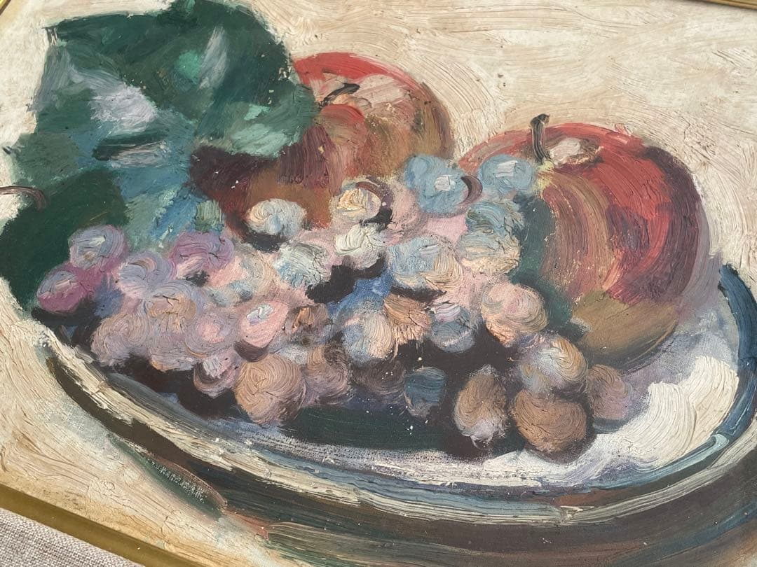 画家　加藤静児　静物　油彩画　油絵　額入　果物　フルーツ