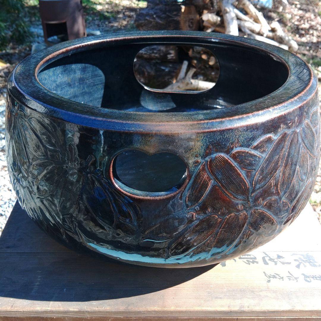 萬古焼　風炉　茶道　天目釉